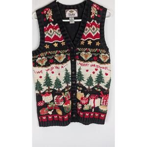 Vintage Tiara International Merry Christmas Knit Vest - Sz Medium Bust 37" GUC